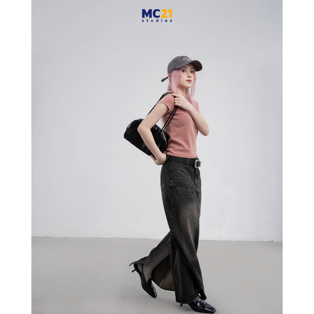 Ảnh Chân váy jeans dáng dài cạp thấp chất xịn dày dặn không xù MC21.studios v4106 1