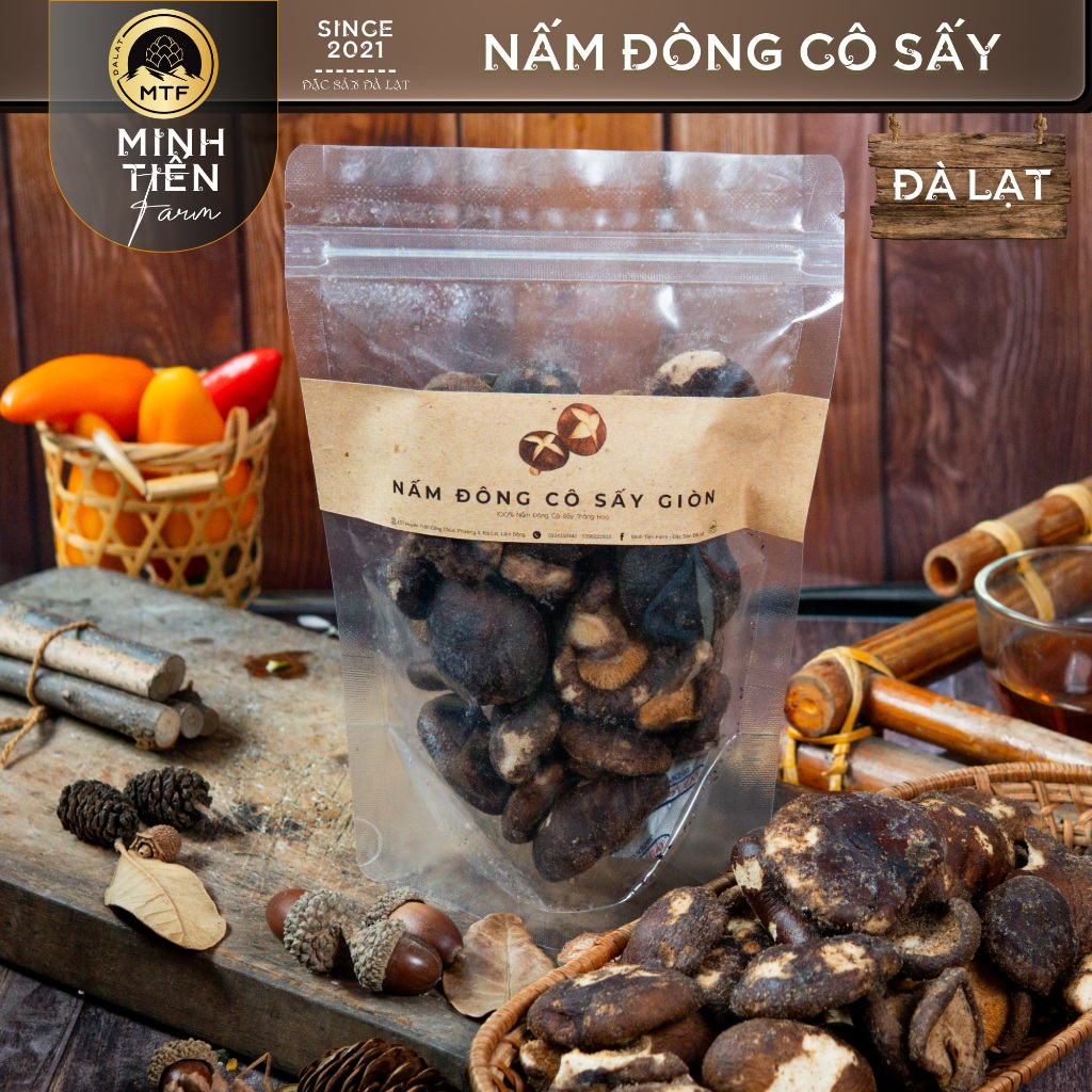 Nấm đông cô sấy giòn - Minh Tiến Farm - Đặc sản Đà Lạt