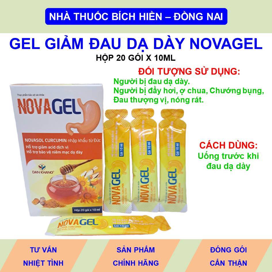 Gel giảm đau dạ dày Novagel hộp 20 gói x 10ml hỗ trợ bảo vệ dạ dày ...
