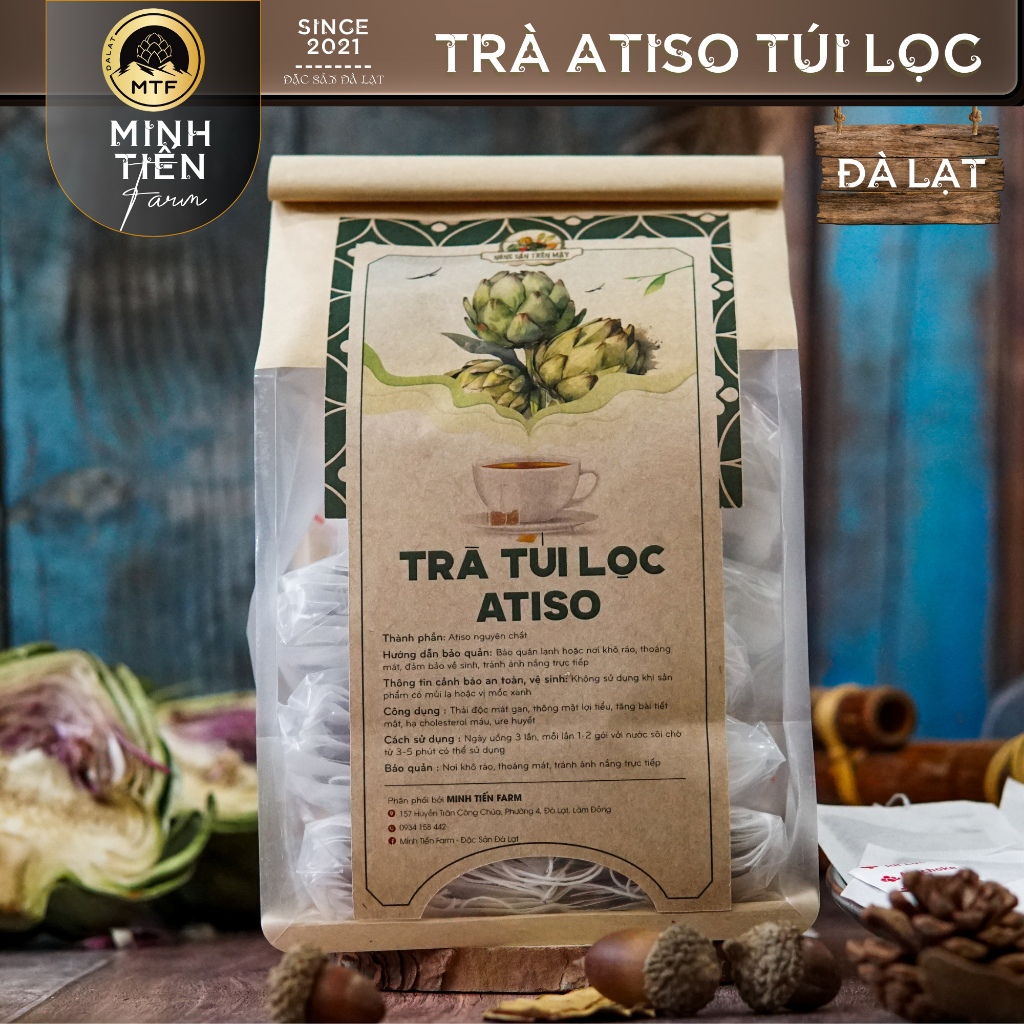 Trà túi lọc Atiso hàng loại 1 - Minh Tiến Farm - Giải nhiệt, mát gan, thơm, dễ uống - Đặc sản Đà Lạt