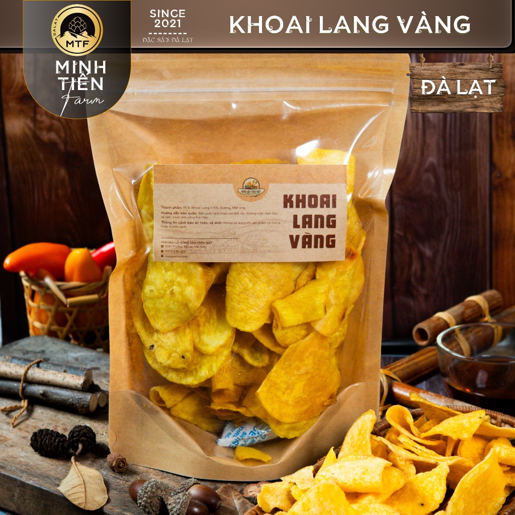 Khoai lang sấy mật ong organic không dầu gốc Đà Lạt Minh Tiến Farm
