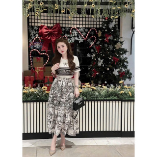 Áo len sao nữ cộc tay cổ tròn, len tăm hoạ tiết chữ ngang ngực free size 830
