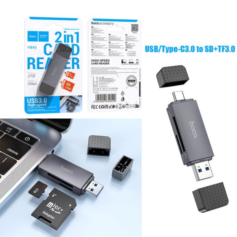 Đầu đọc thẻ Hoco HB45 USB/Type-C 2.0/3.0