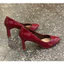 Annmodels Giày cao gót mũi nhọn chất liệu xi bóng kiểu dáng công sở màu đỏ cao 7 cm -920XBĐO