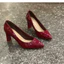 Annmodels Giày cao gót mũi nhọn chất liệu xi bóng kiểu dáng công sở màu đỏ cao 7 cm -920XBĐO