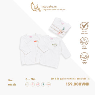 M&B (0-9M) Set 5 áo/quần sơ sinh cài bên tay dài/ tay ngắn chất liệu cotton mềm mịn, thoáng mát cho bé trai, bé gái