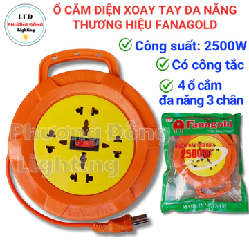 Ổ cắm điện kéo dài quay tay có công tắc - Ổ cắm Quay chịu tải cao - Dây dài 5m/8m/10m