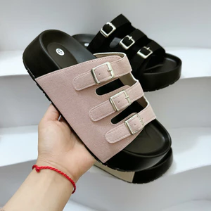 Dép Nữ 3 Quai Ngang Có Khuy Cài Sandal Đi Biển Cao Cấp Phong Cách Đơn Giản Đế Dày Trống Trơn Trượt - Tiệm Nhà jerystore