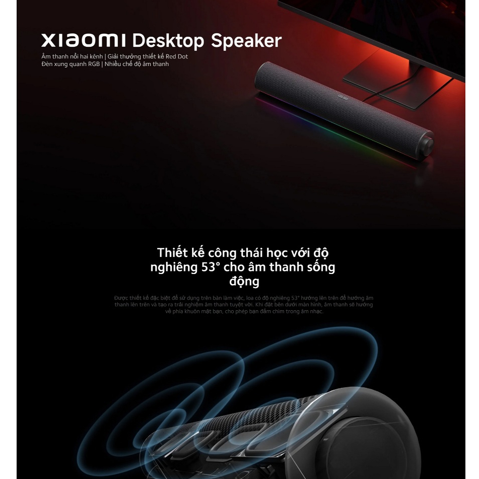Ảnh Loa Bluetooth Để Bàn Xiaomi Desktop Speaker | Đèn đổi màu RGB | Nhiều chế độ âm thanh | Micro Tích Hợp | BH 12 tháng 3