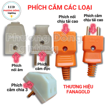 COMBO 2 Phích cắm 4 ly - Phích nối âm - Phích cắm/ Phích nối chịu tải cao 6000W - Phích cắm chia 3 ổ cắm