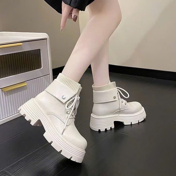 Bốt Boot Nữ Đế Cao 5Cm Cổ Chun Lửng Phong Cách Hàn Quốc | Shopee Việt Nam