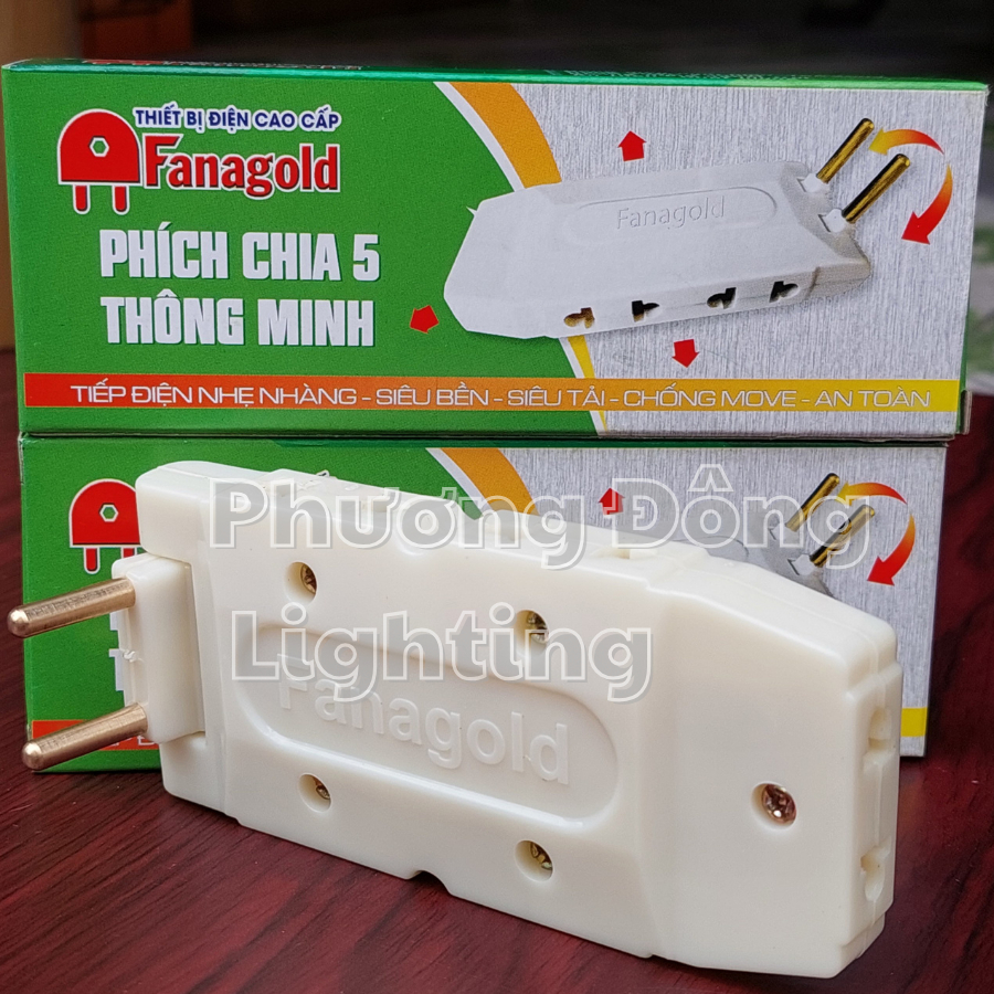 Phích cắm điện đa năng 5 chia chịu tải 2500w Loại Tốt Thương hiệu Fanagold