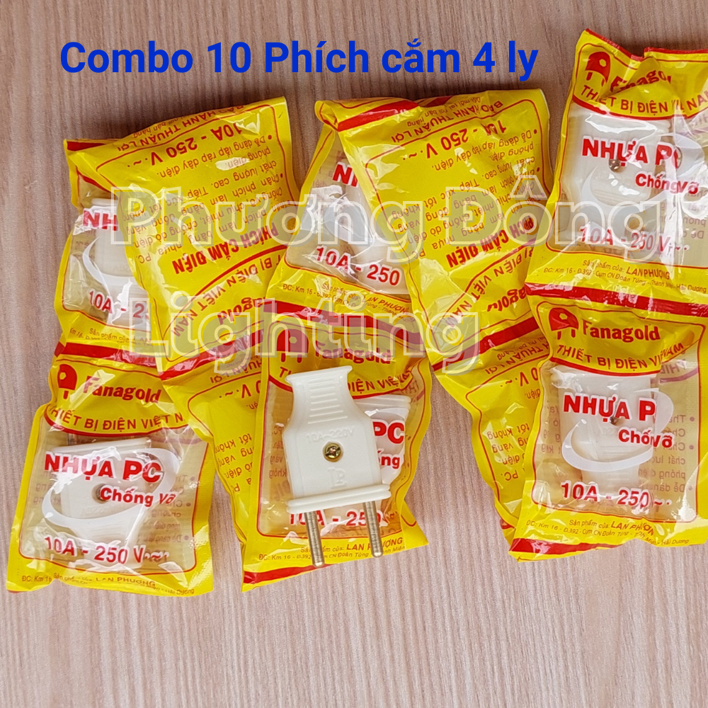 Combo 10 phích cắm 4 ly, phích nối âm Fanagold