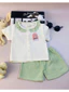 B95 Bộ quần áo cộc tay bèo cổ dễ thương cho bé gái chất xô muslin cao cấp size từ 0m đến 20kg.