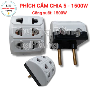 Combo 2 Phích cắm điện đa năng 1 chia 5 chịu tải 1500w