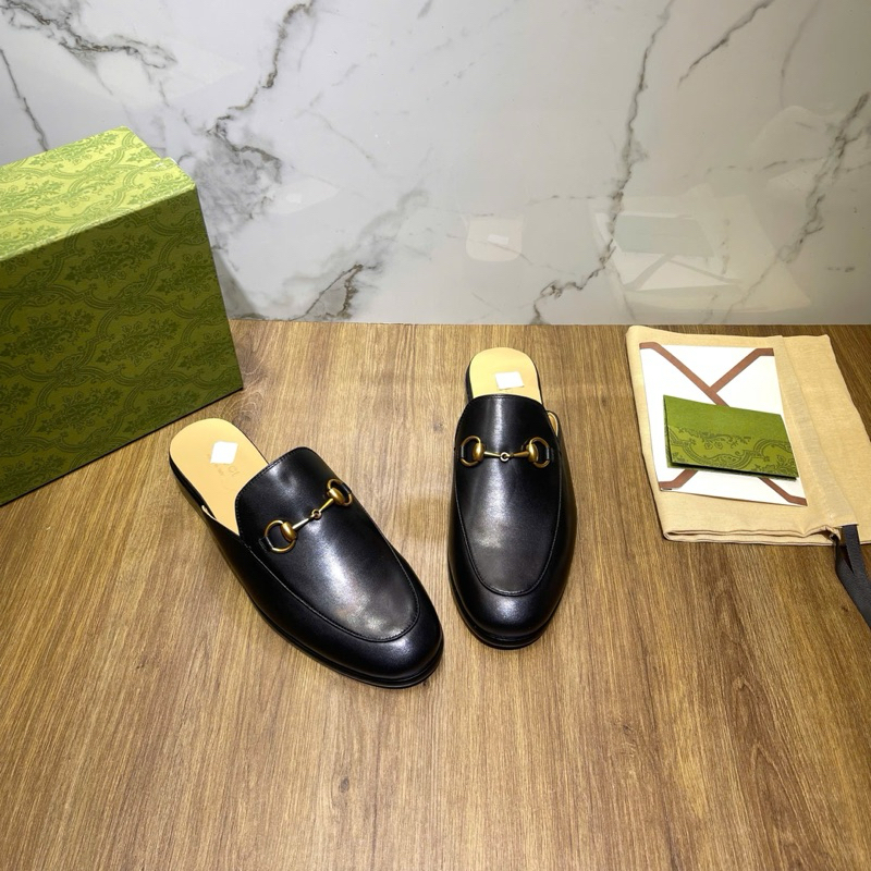 ⚡️[Hight Quality] Giày Sục Nam G1cc1 Đế Gỗ Men's Printown Leather Slipper Phối Tag Vàng Sang Trọng Hàng Loại 1 Full Box