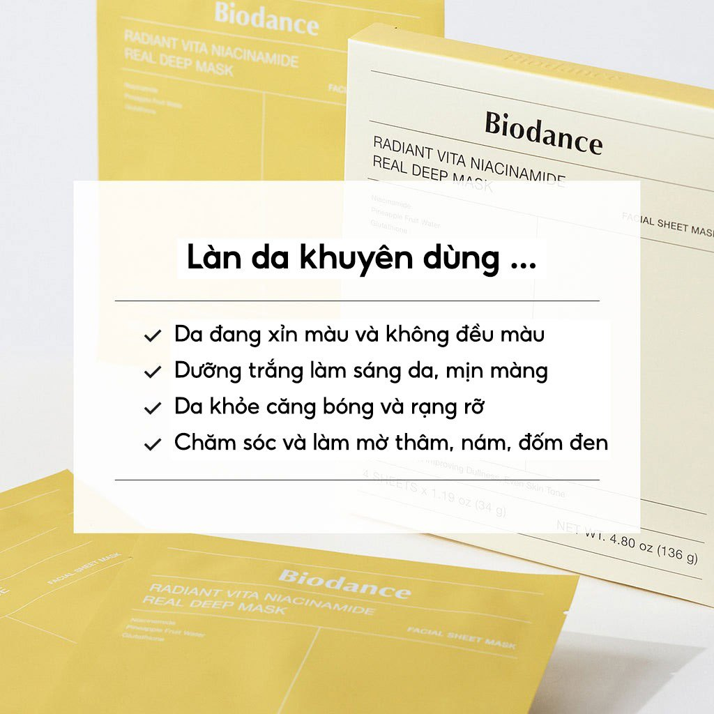 Ảnh BIODANCE Mặt Nạ Thạch Niacinamide Dưỡng Sáng Da Cải Thiện Sắc Tố Da Radiant Vita Niaciamide Real Deep Mask 34g 1