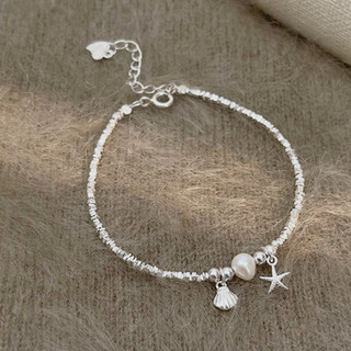 Vòng Tay Hạt Bạc Vỡ 925 Lắc Tay PJN Vỏ Sò Mix Charm Sao Biển Đại Dương Siêu Xinh Dễ Phối Đồ Cho Nàng VT19