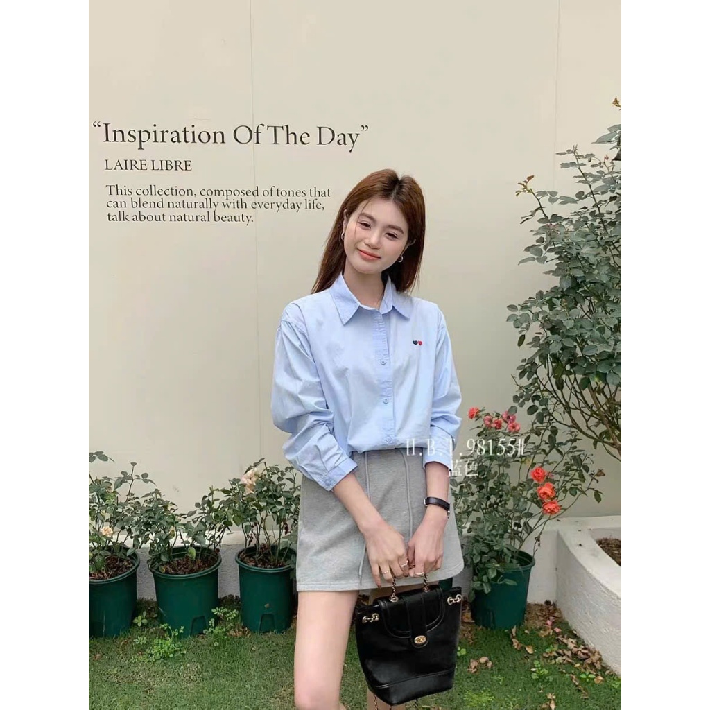 Áo sơ mi nữ dài tay Thanhhuyen clothings thêu tym thô mềm , áo sơ mi nữ kiểu hàn quốc 1103