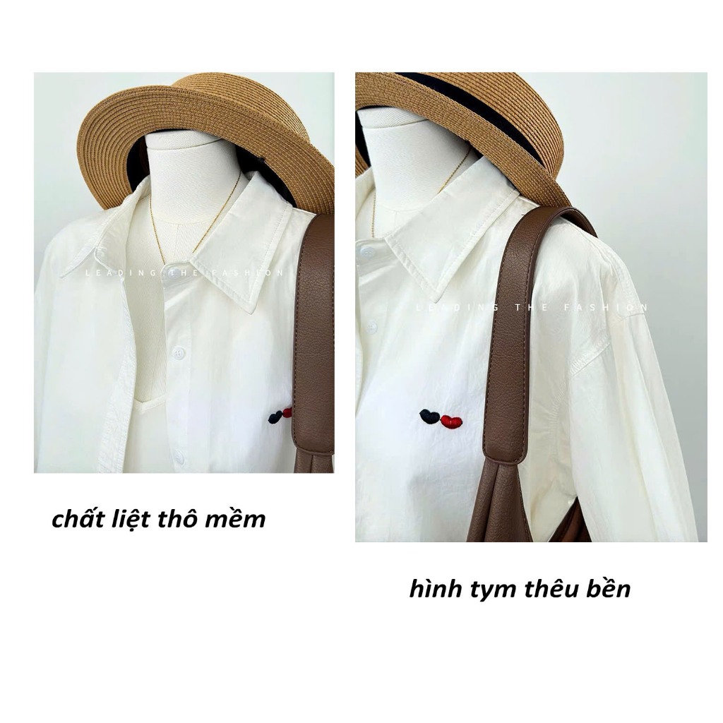 Áo sơ mi nữ dài tay Thanhhuyen clothings thêu tym thô mềm , áo sơ mi nữ kiểu hàn quốc 1103