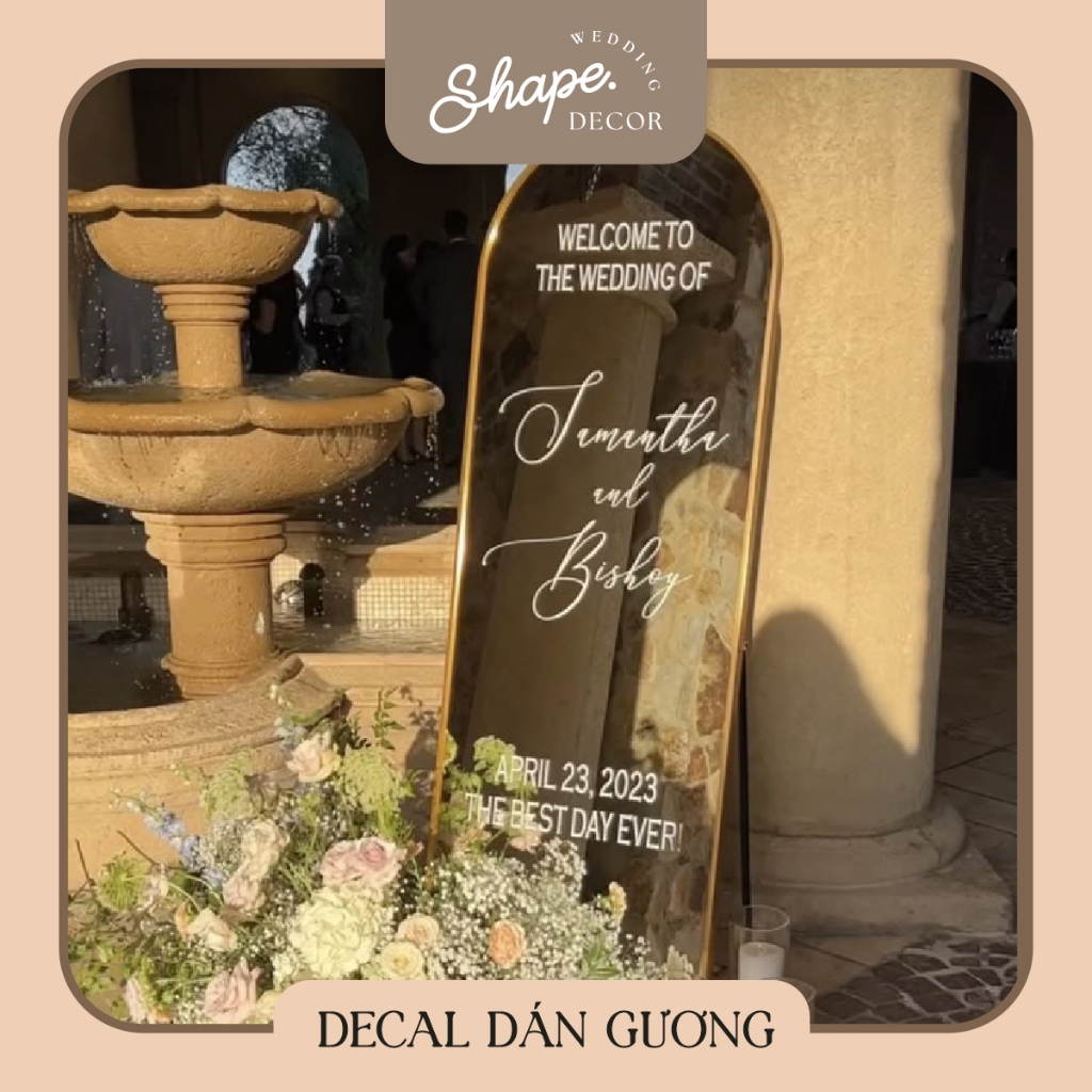 Decal Dán Gương wedding Decal dán gương tên cô dâu chú rể - Shape ...