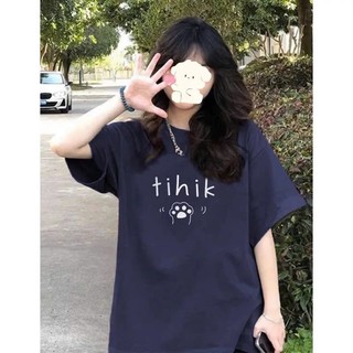 Áo thun phông nữ nam form rộng dấu quần in chữ TIHIK chất liệu cotton khô