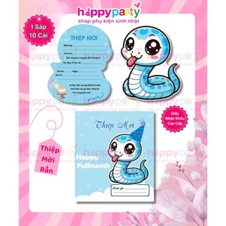 Thiệp mời thôi nôi sinh nhật rồng rắn cao cấp 1 bộ 10 cái / 20k giấy nhập khẩu  kt 10.5 x 15 cm