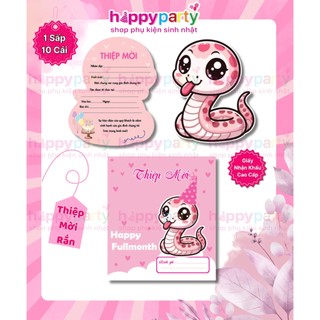 Thiệp mời thôi nôi sinh nhật rồng rắn cao cấp 1 bộ 10 cái / 20k giấy nhập khẩu  kt 10.5 x 15 cm