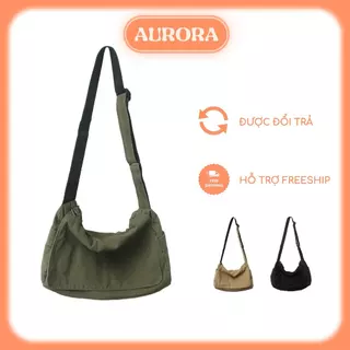 Túi Đeo Chéo Vải Canvas Kiểu Túi Trơn Basic Size Lớn Thích Hợp Dùng Làm Túi Đeo Chéo Đi Học, Đi Chơi Phong Cách Vintage