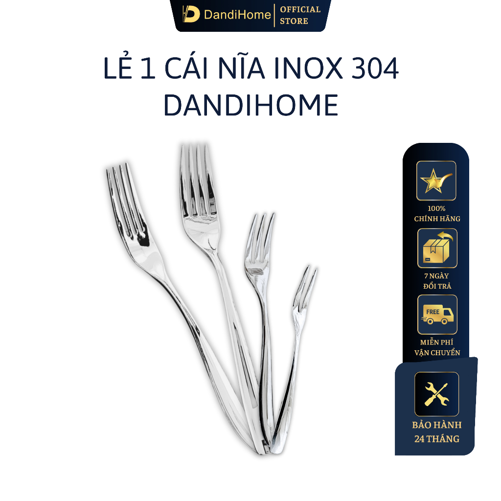 Nĩa inox 304 DandiHome cao cấp, sang trọng, tinh tế (1 chiếc)
