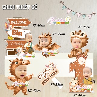 Chibi bé trai nhiều chủ đề trang trí thôi nôi, sinh nhật cho bé Yến Nhi Shop
