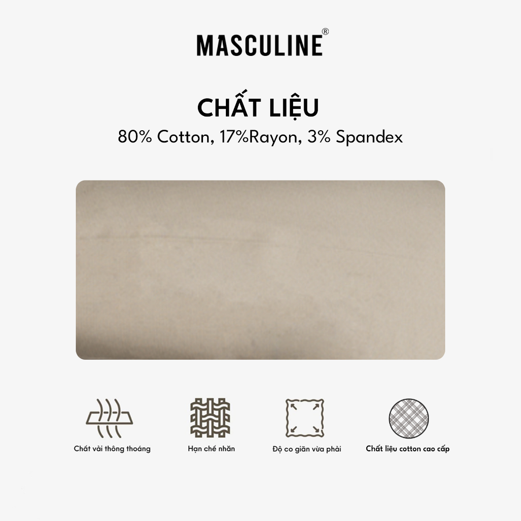 Quần short kaki MASCULINE Chính Hãng, Quần đùi nam cao cấp dáng regular fit – MSK25.2