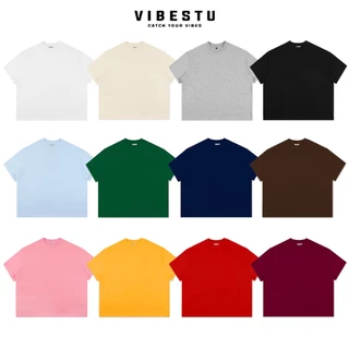 Áo Thun Trơn Local Brand VIBESTU , Áo Thun Boxy Form Rộng Unisex 250Gsm 100% Cotton