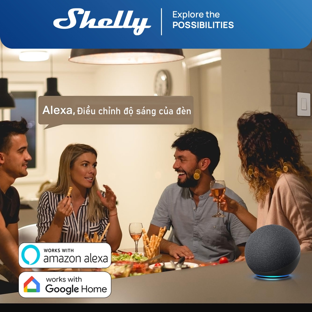 Shelly Dimmer 2 Bộ điều chỉnh độ sáng WiFi thông minh  Không cần dây trung tính, Hệ thống tự động hóa gia đình