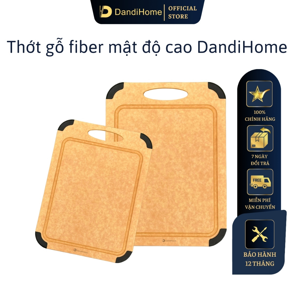 Thớt gỗ sợi fiber DandiHome chịu nhiệt cao, sử dụng với máy rửa bát, không BPA, không mùi, chống ẩm mốc