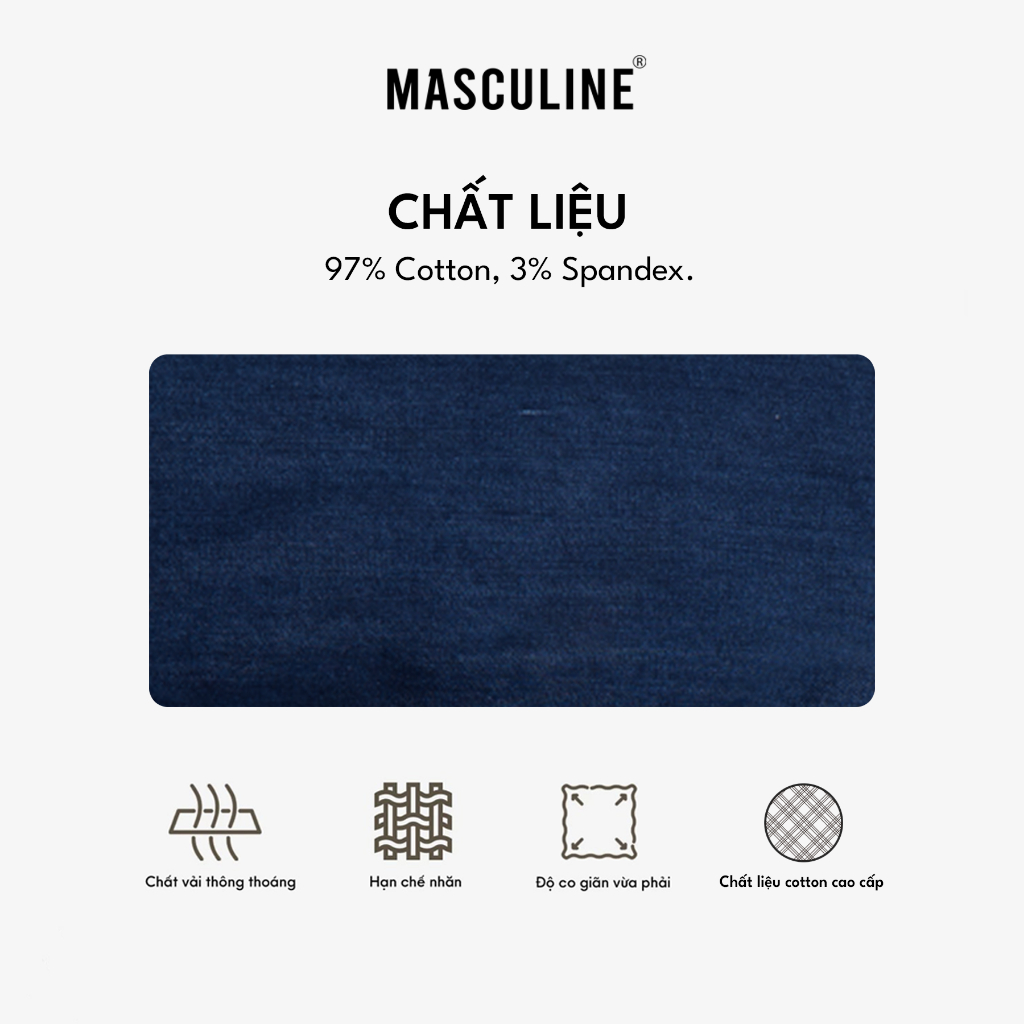 Quần Short Jeans nam chính hãng MASCULINE MSJ601 - Kiểu dáng regular fit phong cách trẻ trung