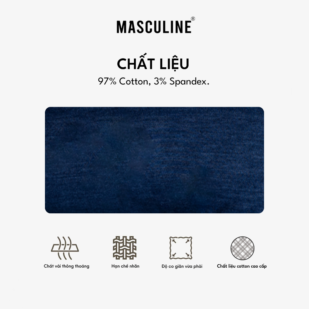 Quần short jeans nam cao cấp MASCULINE MSJ602 - Chất liệu thoáng mát co giãn nhẹ phom Regular Fit
