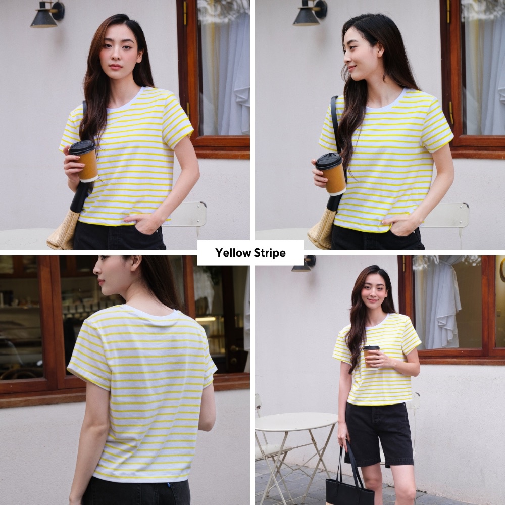 Ảnh TheBlueTshirt - Áo thun dạng sọc phom croptop tay ngắn cổ tròn cho nữ - Everyday Tee - Women 4