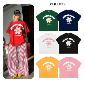 Áo Thun Local Brand VIBESTU " Xinh Như Hoa ", Áo Thun Boxy Form Rộng Unisex 250Gsm 100% Cotton