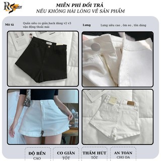 Quần đùi nữ kaki nữ lưng cao trơn, quần short nữ kaki cạp cao có túi đen trắng quần đi biển QU01 RUSY