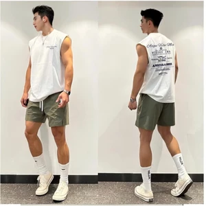 Áo Ba Lỗ Hè Nam Nữ Cổ Tròn Đẹp Phối Chữ Hai Mặt AXG Xanh Dương Cá Tính Chất Liệu Cotton Thoáng Mát Mền Mịn