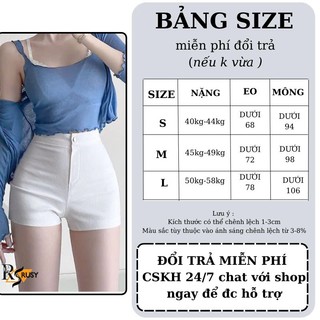 Quần đùi nữ kaki lưng cao trơn quần short cạp cao không túi đen trắng quần dance ôm eo QU02 RUSY