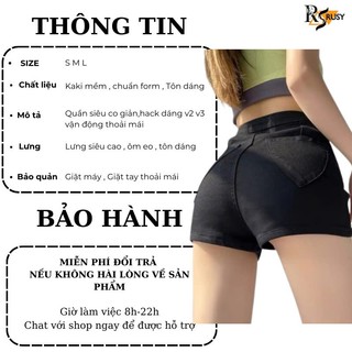 Quần đùi nữ kaki lưng cao trơn quần short cạp cao không túi đen trắng quần dance ôm eo QU02 RUSY