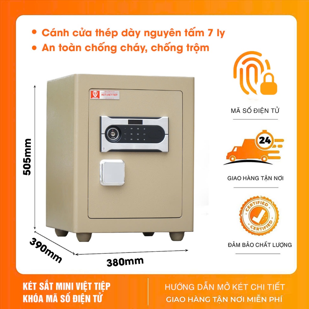 Két sắt mini điện tử Việt Tiệp siêu cường SC34ĐT Khóa điện tử chống cháy siêu cấp miễn phí giao hàng toàn quốc