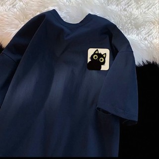 Áo thun phông nữ nam form rộng in hình mèo vuông chất liệu cotton khô