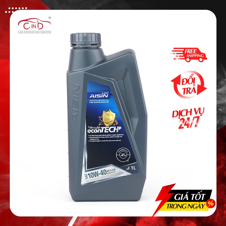 Nhớt Động Cơ AISIN ECFI1041PB 10W-40 CI4 / SL econTECH+ Fully Synthetic 1L