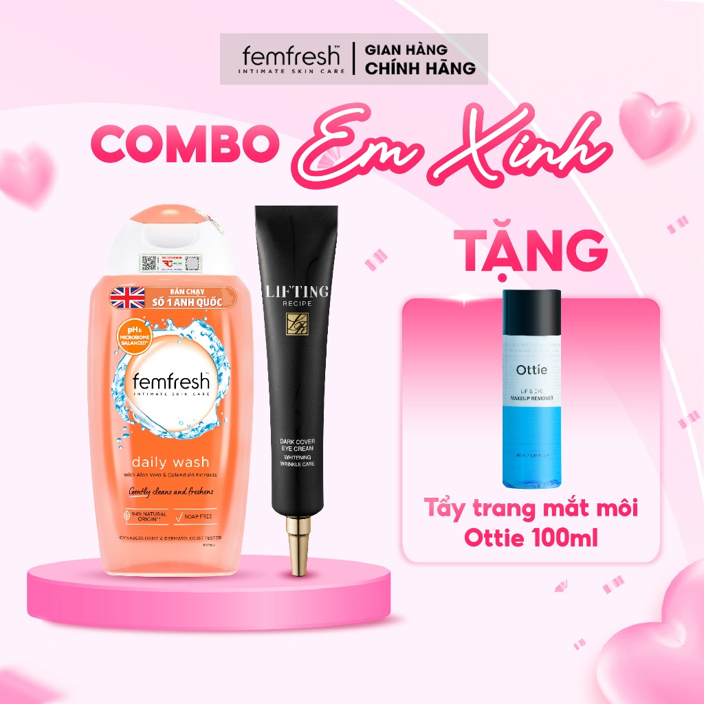 Ảnh Dung dịch vệ sinh phụ nữ cao cấp Femfresh + Kem mắt cao cấp Recipe 30ml 1