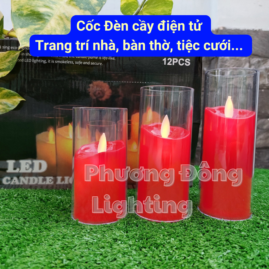 Cốc đèn cầy điện tử trang trí nhà, bàn thờ, nhà hàng, khách sạn, tiệc cưới...