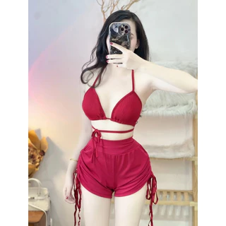Bikini dây rút, Đồ bơi nữ đi biển có mod ngực siêu sexy nhiều màu S146