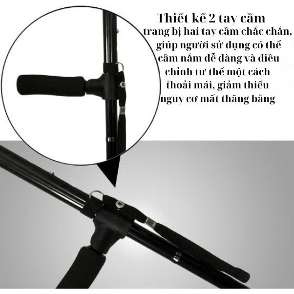 Gậy chống cho người già thiết kế hai tay cầm k